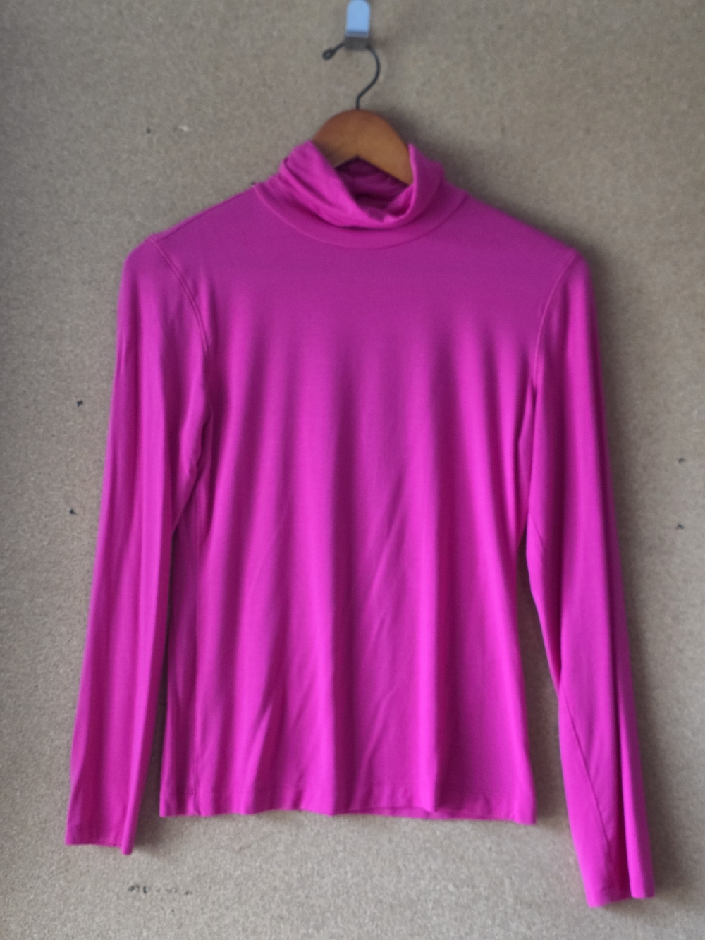 ON 34th Hot Pink Livaeco Modal Turtleneck Top Size M Layering Minimalist Style